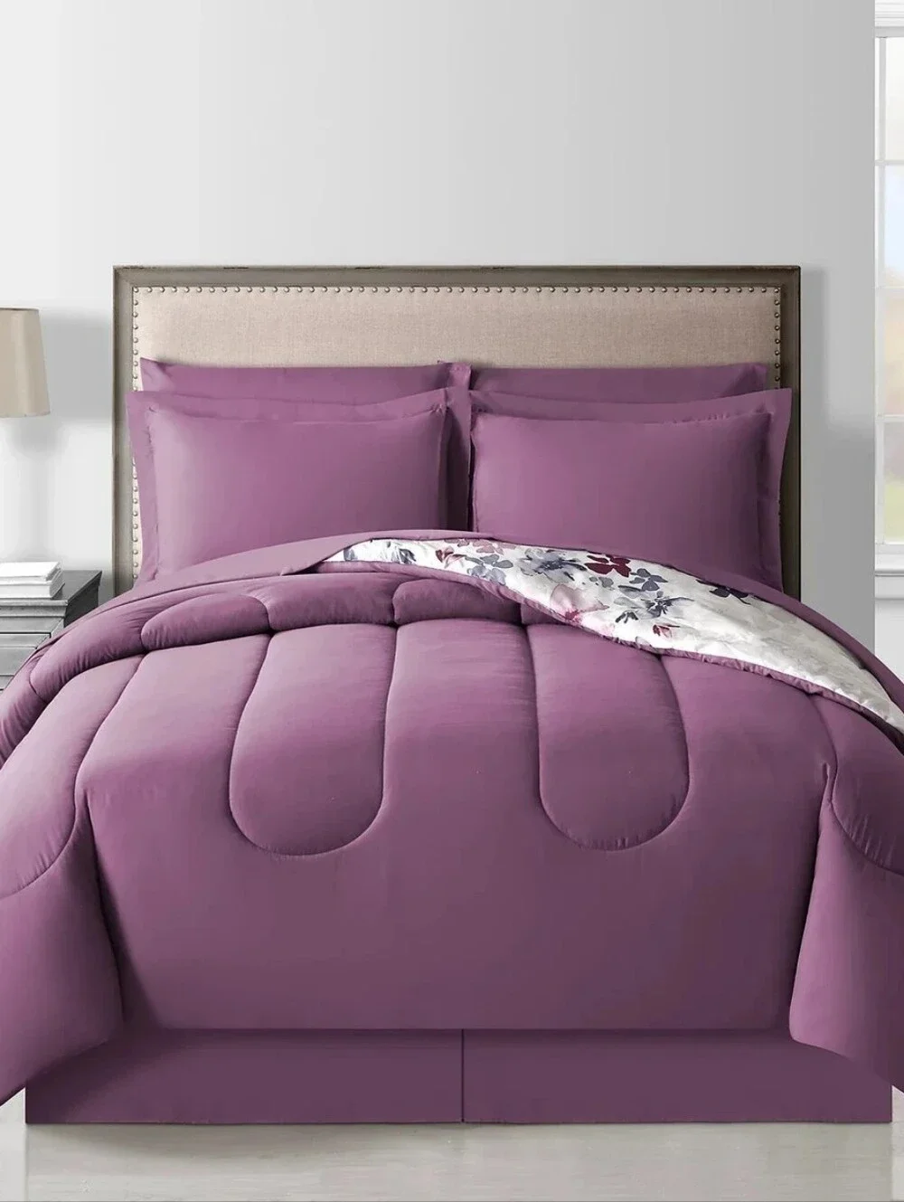 Fairfield Square Collection Monica 8pc Reversible  King Comforter Set Purple